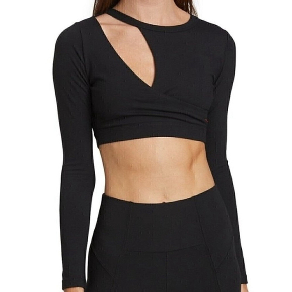 N:Philanthropy Roxbury Black Cutout Long Sleeve Crop Top XS - Picture 2 of 11